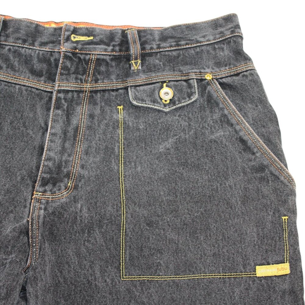 Vintage Platinum Fubu Sz 39X33 Muhammad Ali Black Wash Jeans Y2K Skater Baggy - Picture 9 of 16